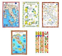 Generico Lot de 5 serviettes Italie Limoncello Pasta Vino Pizza Made in Italy Produits typiques italiens coton artisanat local idée cadeau