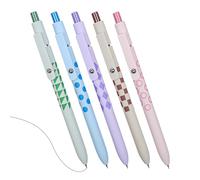 Generico Lot de 5 stylos à gel avec pointe fine noire | avec poignée ergonomique de 0,5 mm pour l'école à la maison Journaling dessin Scrapbooking