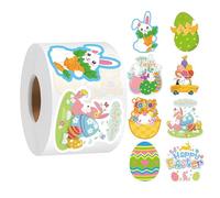 Generico Lot de 500 autocollants de Pâques, décorations d'œufs autocollantes, 8 designs autocollants imperméables pour Pâques, pour enveloppe, cahier, anniversaire, fête, bouteille, portable