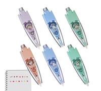 Genérico Lot de 6 stylos décoratifs avec ruban de pression, joli surligneur et correcteur, pour dessiner, prendre des notes, papeterie scolaire, bureau