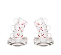 Generico Lot de 6 tasses à café avec soucoupe en porcelaine Leila rouge rouge