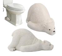 Generico Lot de bouchons pour boulons de salle de bain - Design décoratif en résine avec ours polaire qui ajoute une protection fascinante pour le matériel du réservoir couvercle de toilette en
