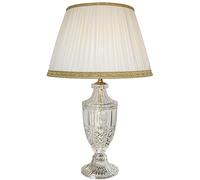 Generico LUCECLASS Lampe de table classique en pur cristal et laiton avec abat-jour soie plissé, lumière classique élégante de luxe pour salon, salon, hôtel, contrat