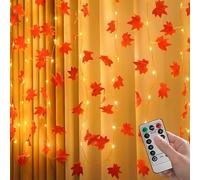 Genérico Lumières d'automne - Lumières USB - Feuilles d'érable allumées par connexion - 8 modes de décoration de fête et télécommande Halloween - Pour intérieur, extérieur, salon, chambre à coucher