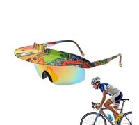 Genérico Lunettes de cyclisme, lunettes de soleil avec visière large, verres miroirs protecteurs, lunettes de sport tendance pour cyclisme, randonnée, conduite, course, festivals, pêche