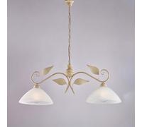 Generico Lustre de cuisine en fer forgé ivoire et or shabby chic avec vitrage suspension 2 lumières, lustre salle à manger, lustre de cuisine à suspension bon-41