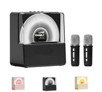 Genérico Machine de Karaoke avec Microphone sans Fil, Mini Enceinte Bluetooth Portable for Enfant et Adulte, Haut-Parleur de Chant à Domicile, Idée Cadeau Anniversaire Fille Garçon(Black+2microphone)