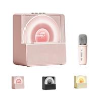 Genérico Machine de Karaoke avec Microphone sans Fil, Mini Enceinte Bluetooth Portable for Enfant et Adulte, Haut-Parleur de Chant à Domicile, Idée Cadeau Anniversaire Fille Garçon(Pink+1microphone)