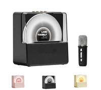 Genérico Machine de Karaoke avec Microphone sans Fil, Mini Enceinte Bluetooth Portable for Enfant et Adulte, Haut-Parleur de Chant à Domicile, Idée Cadeau Anniversaire Fille Garçon(Black+1microphone)