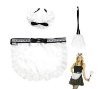 Generico Maid Costume Accessories - Cloth Universal Size | 3 pièces Anime French Maid Set With Hair Hoop Apron Duster | White Cleaning Lady Dress-Up Accessory For Cosplay Parties And Role Play