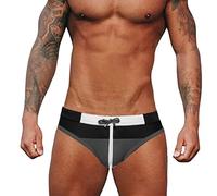 Generico Maillot de bain de piscine pour homme à séchage rapide, short de bain, taille basse d'été, maillot de plage, plage et boxeur, plage élastique, piscine courte, swimming brief, Noir , 3XL