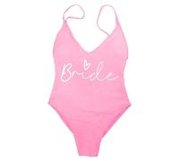 Generico Maillot de bain pour femme Bride Mariée Été Maillots de plage Beachwear Curvy Impression de Lettres Maillot de Bain Élastique Sport Piscine Monokini Swimwear Surf Brésilien Swimsuit, rose, M