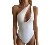 Generico Maillot de bain pour femme été Beachwear Piscine Maillots ensemble Push Up élégant sexy Maillot de bain élastique de plage Monokini Une pièce de sport Surf Swimsuit, Blanc, S