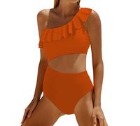 Generico Maillot de bain pour femme Sexy Maillots élégant Push Up Plage Beachwear Monokini Maillot de bain contrôle du ventre Modeste Bikini Une pièce de plage Beachwear Swimwear, Orange, L
