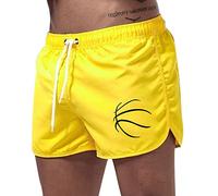 Generico Maillot de bain pour homme à séchage rapide Natation Maillots de Piscine Bermuda d'Été Surf Short de Bain Élastique Piscine Shorts Homme avec Poches avec Cordon Réglable Boxer Mer, jaune, XL