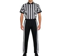 Generico Maillot de sport pour - Haut avec col côtelé à rayures blanches et noires, ensemble de maillots unisexes à manches courtes | Design de pantalon assorti pour arbitrer les matchs de basket-ball