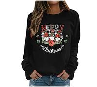 Generico Maillot Femme De Noël Léger Rouge Pulls À Capuche Chandail Père Noël Col Rond Élégant Chandails De Noël Drôle Tricot Renne À Manches Longues Drôle Sweater Curvy Méchant, Noir , M