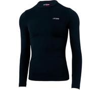 Generico Maillot thermique technique pour homme, micro-perforé, sous-vêtements sportifs, coupe-vent, thermique d'hiver à manches longues, col rond noir, fabriqué en Italie, Noir , L/XL