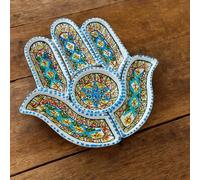 Generico Main de Fatima en Ceramique Terre cuite Tunisienne, Peint la Main, 18 oz, Reutilisable, Bowl Aperitif, Fatma Bowl