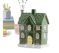 Generico Maison de Noël - Maison Céramique avec Lumière | Centre de Table Décoratif | Parfait pour Intérieur Fêtes Étagère de Table Saison Style Rustique
