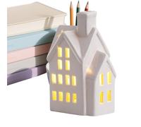 Generico Maison de Noël - Maison en céramique avec lumière, centre de table pour la table de Noël - pour décoration de table, étagère, fête, exposition saisonnière, style rustique