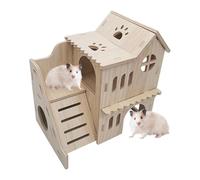 Genérico Maison du labyrinthe du hamster, château pour les cochons d'Inde, accessoires pour cages à hamster à deux étages, maison de hamster agrandie en bois et habitat pour gerbilles