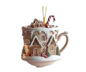 Genérico Maison en forme de coupe de Noël - Suspension acrylique vintage, décoration 2D | Accent suspendu d'arbre de Noël, affichage intérieur décoratif, pièce de patio de chambre à coucher de couloir