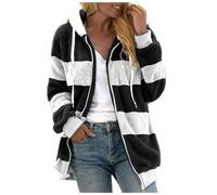 Generico Manteau d'hiver pour femme décontracté élégant, manteaux poilu avec poches Vestes Offres Cardigan Baggy Parka Femme Hiver Court Confortable Vêtements en Peluche Gilet Trekking, Noir , 5XL