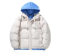 Genérico Manteau d'hiver pour homme Veste matelassée à capuche confortable et décontractée pour l'extérieur Vestes en plumes chaudes et épaisses Veste type pouf, blanc, M
