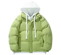 Genérico Manteau d'hiver pour homme Veste matelassée à capuche confortable et décontractée pour l'extérieur Vestes en plumes chaudes et épaisses Veste type pouf, vert, XXXXL