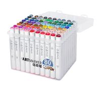 Generico Marqueurs à colorier | 80 couleurs pour artistes - Marqueurs à séchage rapide, parfaits pour scrapbooking, journaling, école, maison et cours d'art pour adultes et