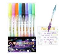 Generico Marqueurs à effet scintillant à double pointe, 8 stylos à dessin avec paillettes, utiles pour l'école de créativité, cartes de voeux, notes d'art de coloriage
