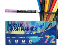 Generico Marqueurs acryliques à pinceau - Set doux multicolore pour l'enseignement | Marqueurs à pointe pinceau pour peinture - Pour, adultes, école, bureau, anniversaire, Noël, bricolage