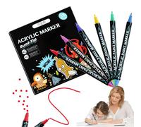 Genérico Marqueurs acryliques pour peinture | 36 couleurs pour travaux manuels | Lot de 36 pièces pour dessin sur toile, calligraphie, céramique, bois, tissu, métal, pierre, papier