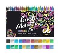 Genérico Marqueurs brillants pour faire des cartes, stylos à paillettes avec 24 couleurs, stylos de contour portables, fournitures d'art pour dessins