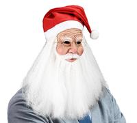 Genérico Masque de Santa Face - Léger Latex, Papanoel, Christmas, Full -Face Beard Function, Adult Holiday Costume Accessory with Red Hat | Seasonal for Indoor Outdoor Party
