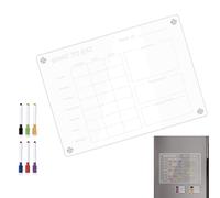 Genérico Meal Planner - Meal Planning Board | Meal Planner Calendar | Meal Planner Magnetic with Weekly and Monthly View Clear Acrylic Meal Prep Calendar Planning Board with 6 Colorful Pens For Home