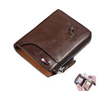 Generico Men's Blocking Wallets - Spacious Leather Purse for Men's ID Window and Coin Pocket - Easy to Use Soft Leather Blocking Purse Zipper Coin Pocket, Gift for Men, Marron, riferimento Alla