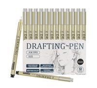 Genérico Micron Lot de 12 marqueurs imperméables à séchage rapide pour dessin, voyage, maison, étude, extérieur, éducation, anniversaire, bureau et