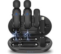 Generico Microphone Lavalier sans fil avec étui, 2 Mic + Récepteur Lightning pour iPhone/iPad, réduction du bruit, 8 h autonomie, 20 m Portée pour Live Streaming TikTok Instagram Facebook Youtube