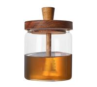 Genérico Miel en verre - Miel avec couvercle en bois de 500 ml avec louche, distributeur de stockage de cuisine, récipient transparent, bouteille de sirop hermétique, table de desa