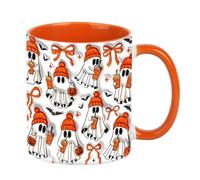Generico Mignon Halloween Thé Céramique Motif Fantôme Résistant à la Chaleur pour Transport, 350 ml Tasses à Boire Multifonctionnelles pour boissons chaudes et froides