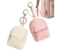 Generico Mini Backpack Keychain, 2 Pieces PU Leather Key Pouch Bag, petit sac à dos Keychain Charm, pour femmes filles Lipstick Cosmetic Earbud Commuting Travel School Outdoor Shopping Party