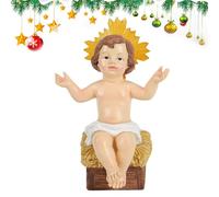 Genérico Mini figurine d'enfant Jésus - Naissance de Jésus illuminée avec lumière pour crèche, décoration de Noël, maison, bureau, église chrétienne