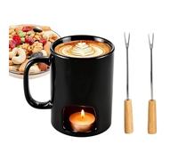 Genérico Mini tasse à fondue portable pour desserts avec fourchette, tasse personnelle pour réchauffer et faire fondre des bonbons, des desserts au caramel, des collations, des friandises et du lait