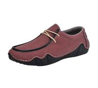 Generico Mocassins Slip-on pour homme sans lacets confortables souples chaussures de bateau homme avec bout rond blanc de travail chaussures de randonnée pour homme, rouge, 45 EU