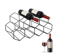 Genérico Modern Iron Wine Rack | 9-Bottle Creative Bar Display, 35 x 19 x 17,5 cm, Durable Iron, Gold/Black Finish, Stylish Home Or Bar Decor, Compact Wine Holder For Kitchen Or Living Room