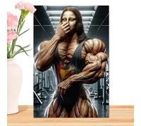 Generico Mona Lisa - Mona Lisa Muscle Fit drôle Mona Lisa Pincez, Humour Salle De Bains Mur Art | Rétro Toilettes Mur Décoration, Unique Salle De Bains Affiche Art Maison Décoration