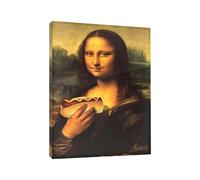 Generico Mona Lisa Painting - 30×40cm Vintage Humour Whimsical Decorations | Funny Bathroom Parody Retro Style - Wood Paper Canvas Wall Art | Home Toilet Apartment Hotel