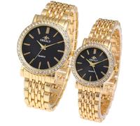 Generico Montre à quartz analogique avec diamants, montres décontractées en acier inoxydable pour hommes et femmes cadeaux romantiques de mariage, Homme-e